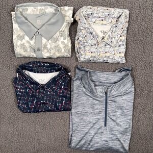 1764 Mens Golf Polo 1/4 Zip Pullover Size XL Performance All Over Print Lot Of 4